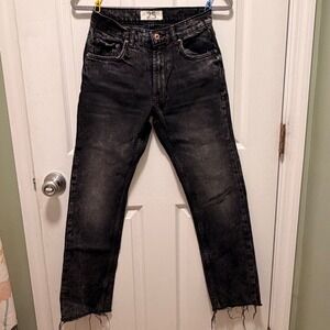 Free People Vixen‎ High Waist Cigarette Jeans Women's 25 Black Denim Raw Hem